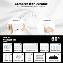 Skerell portable projector screen with stand 60inch 16:9 outdoor