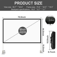 Skerell portable projector screen with stand 80inch 16:9